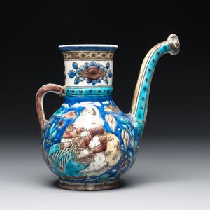 A polychrome Qajar ewer and a gilt bronze-mounted vessel, Iran, 19th C. — photo 4