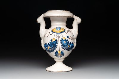 A polychrome two-handled vase, Nevers, 17th C.
