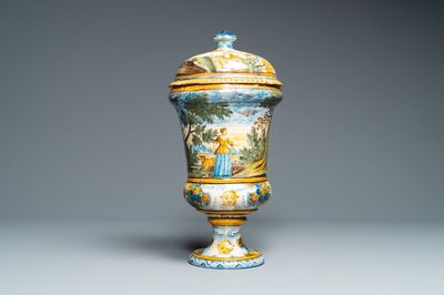 A polychrome urn and cover, Castelli, Italy, 18th C.