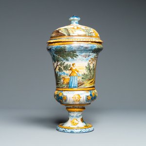 A polychrome urn and cover, Castelli, Italy, 18th C. — photo 1