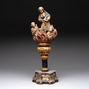 A polychrome wooden processional sculpture depicting purgatory, Germany, 17/18th C. — 照片 1
