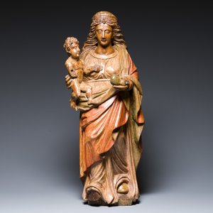 A polychromed carved oak figure of a Madonna and Child, probably France, 16th C. — foto 2