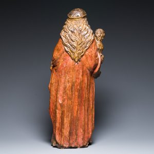 A polychromed carved oak figure of a Madonna and Child, probably France, 16th C. — foto 4