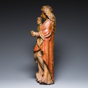 A polychromed carved oak figure of a Madonna and Child, probably France, 16th C. — foto 5