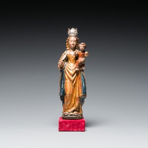 A polychromed carved wooden sculpture of a Madonna with Child, so called 'Poupée de Malines', Flanders, Mechelen, 16th C. — 照片 2