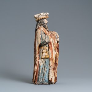 A polychromed limestone figure of a king or a prophet, France, 15th C. — photo 3