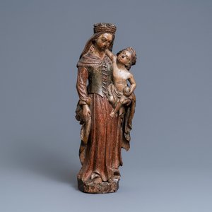 A polychromed oak figure of a Madonna with child, 1st half 16th C. — 照片 1