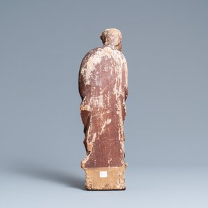 A polychromed oak figure of Saint Thomas on an armorial base, Normandy, France, ca. 1510 — 照片 4