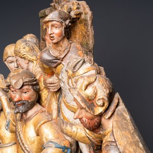 A polychromed walnut wood retable fragment depicting soldiers, Spain, 1st half 16th C. — 照片 5