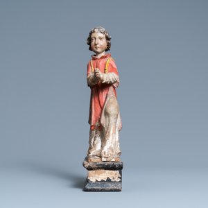 A polychromed wooden figure of a kneeling praying angel, ca. 1500 — photo 4