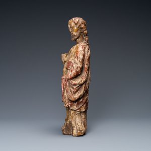 A polychromed wooden figure of an evangelist, 16th C. — photo 3