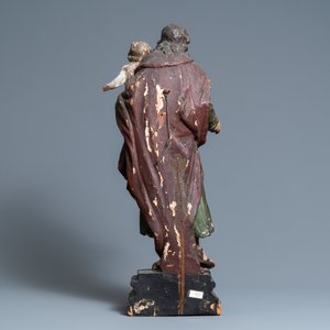 A polychromed wooden figure of Saint Joseph with child, 2nd half 17th C. — 照片 4