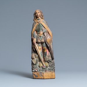 A polychromed wooden group depicting Saint Michael fighting the dragon, 16th C. — 照片 2