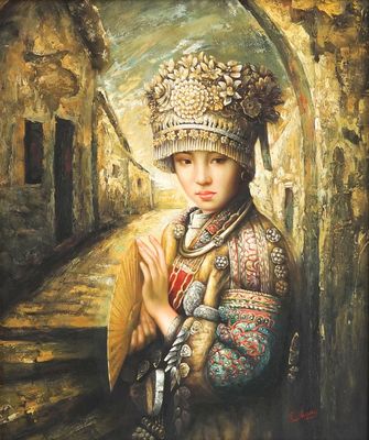 A portrait of an oriental lady, signed Lihung