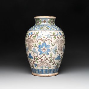 A Qajar polychrome pottery 'flower scroll' vase, Iran, 19th C. — foto 3