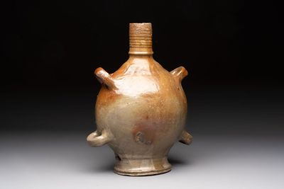 A Raeren stoneware pilgrim's flask, Germany, 17th C.