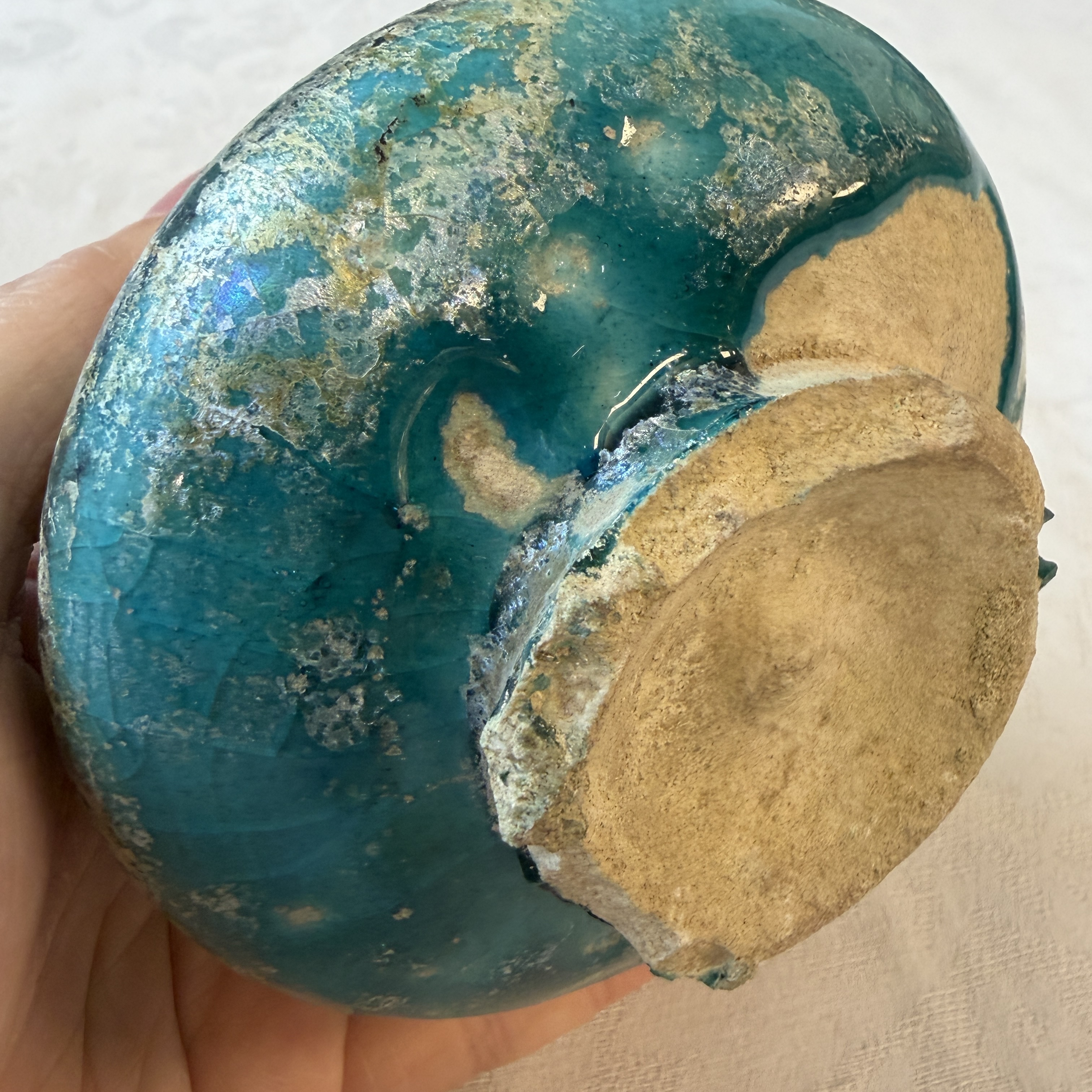 A Raqqa turquoise and black pottery jar with horizontal stripes — photo 10