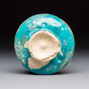 A Raqqa turquoise and black pottery jar with horizontal stripes — photo 7