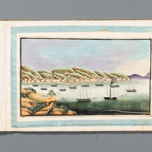 A rare album with Chinese rice paper paintings of 'Hong' views, figures and ships, Canton, Foekhing New Street No. 1, 19/20th century — 照片 3