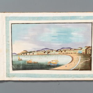 A rare album with Chinese rice paper paintings of 'Hong' views, figures and ships, Canton, Foekhing New Street No. 1, 19/20th century — 照片 4