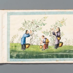 A rare album with Chinese rice paper paintings of 'Hong' views, figures and ships, Canton, Foekhing New Street No. 1, 19/20th century — 照片 6