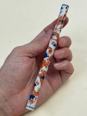 A rare and fine Chinese iron-red, blue and white 'dragon' brush handle and cover, Jiaqing mark and of the period — photo 12