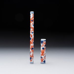 A rare and fine Chinese iron-red, blue and white 'dragon' brush handle and cover, Jiaqing mark and of the period — photo 4