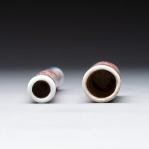 A rare and fine Chinese iron-red, blue and white 'dragon' brush handle and cover, Jiaqing mark and of the period — photo 7