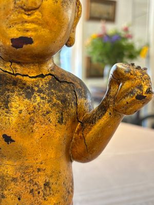 A rare and large Chinese gilt-lacquered bronze Buddha, Ming — 照片 9