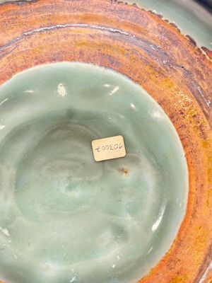 A rare and large Chinese Longquan celadon 'lotus bouquet' dish, Ming, early 15th C. — photo 13