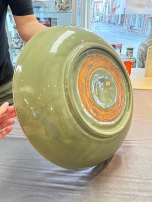 A rare and large Chinese Longquan celadon 'lotus bouquet' dish, Ming, early 15th C. — photo 14