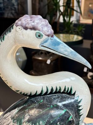 A rare and large Chinese polychrome-glazed crane on a rock, 18/19th C. — foto 16