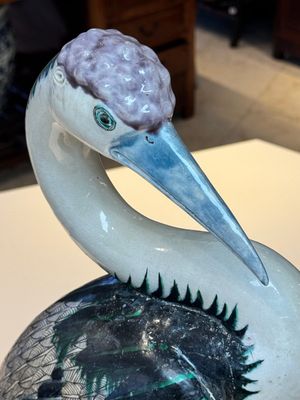 A rare and large Chinese polychrome-glazed crane on a rock, 18/19th C. — foto 17