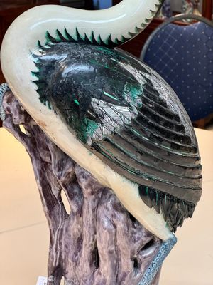A rare and large Chinese polychrome-glazed crane on a rock, 18/19th C. — foto 6