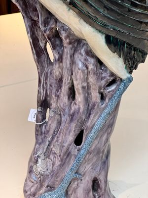 A rare and large Chinese polychrome-glazed crane on a rock, 18/19th C. — foto 7