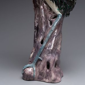 A rare and large Chinese polychrome-glazed crane on a rock, 18/19th C. — foto 11