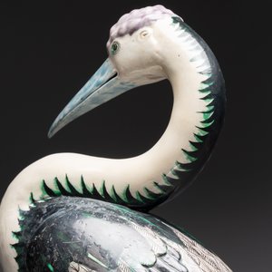 A rare and large Chinese polychrome-glazed crane on a rock, 18/19th C. — foto 13