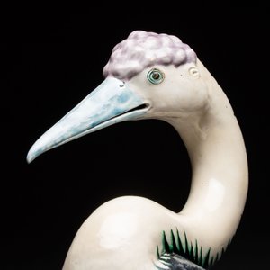 A rare and large Chinese polychrome-glazed crane on a rock, 18/19th C. — foto 8
