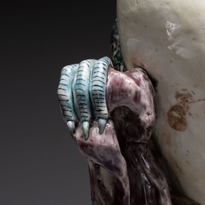 A rare and large Chinese polychrome-glazed crane on a rock, 18/19th C. — foto 9