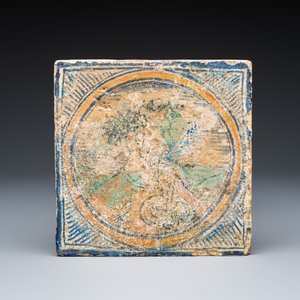 A rare Antwerp maiolica floor tile from the Herkenrode Abbey pavement — photo 1