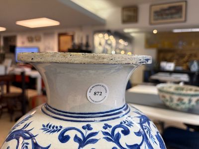 A rare blue and white Brussels faience vase with a cherub trumpeter — photo 1