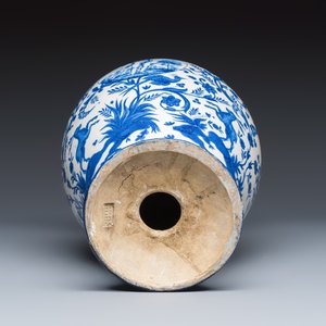 A rare blue and white Brussels faience vase with a cherub trumpeter — photo 7