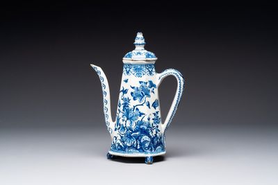 A rare blue and white Dutch Delft coffeepot, early 18th C.