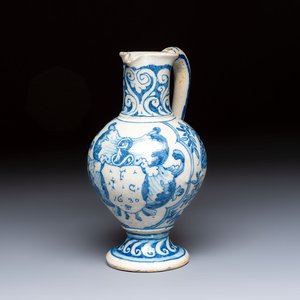 A rare blue and white Portuguese jug, dated 1630 — photo 1