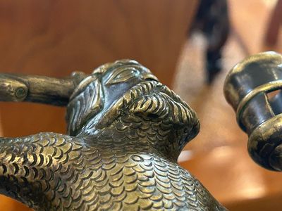 A rare bronze 'wild man' candlestick, Flanders or Germany, 15/16th C. — photo 25