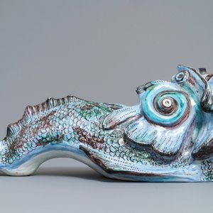 A rare Brussels faience dolphin-shaped fountain, 18th C. — 照片 5