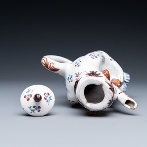 A rare Brussels faience monkey-shaped ewer and cover, 18th C. — 照片 6