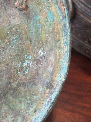 A rare Chinese archaic silver-inlaid bronze cosmetic box and cover, 'lian', Western Han — 照片 14