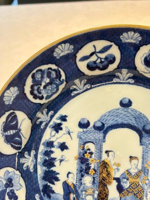 A rare Chinese blue and white 'arbour' dish after Cornelis Pronk, Qianlong, ca. 1740 — photo 11