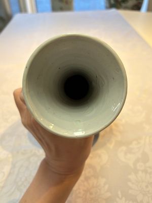 A rare Chinese blue and white 'Cat and Butterfly 耄耋' bottle vase, Transitional period — photo 7